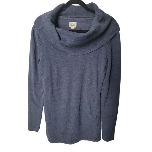 Converse One Star Womens Sz L Blue Solid Long Sleeve Cowl Neck Sweater - Picture 1 of 11